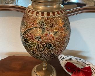 Beautiful stained glass floor urn.  10” x 23”. Weighs 13 lbs.  One of a kind!
