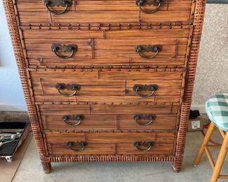 Woven cane dresser