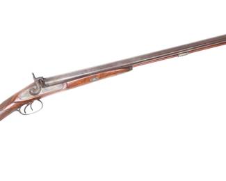 Lot 113 Fine Damascus Double Barrel Percussion Shotgun