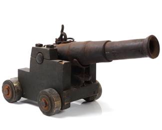 Lot 114 Iron PinFire Cannon Carriage, 19th c.