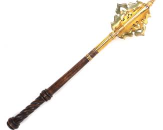 Lot 34 Polished Brass Battle Mace, 16th C. Style