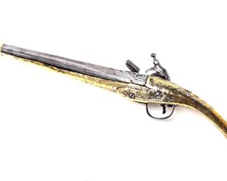 Lot 105 Fine Albanian Rat Tail Flintlock Pistol, 18th c.