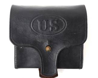 Lot 3 Scarce US Military Unissued Leather Cartridge Box