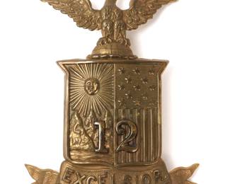 Lot 125 1870s 12th New York Militia Helmet Shako Badge
