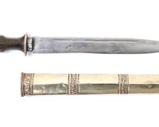 Lot 55 Tibetan Dagger w Silver Scabbard