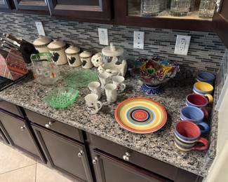 Colorful pottery and uranium glass