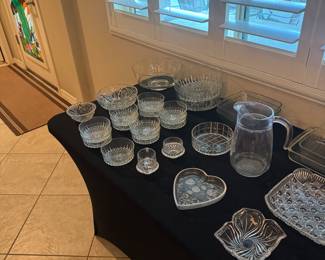 Vintage pressed glass and crystal