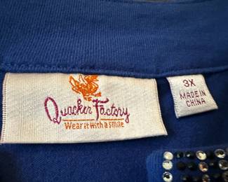 Quacker Factory Blue Lenin with Beaded Collar Maxi Dress - Size 3X