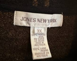 Jones New York 100% Merino Wool Plaid Jacket – Size 3X
