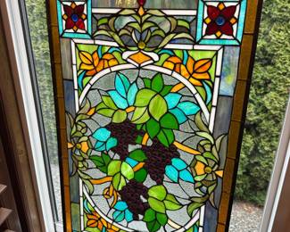 Grape Themed Stained Glass Wall Panel