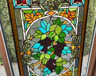 Grape Themed Stained Glass Wall Panel