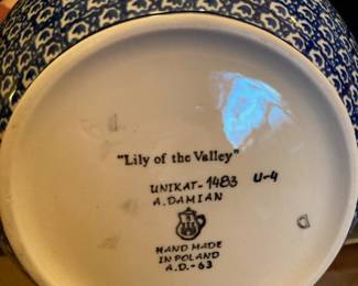 Unikat Polish Pottery "Lily of the Valley" Pitcher – Signed A. Damian