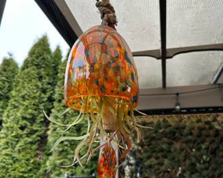 Orange Blown Glass Bell Wind Chime