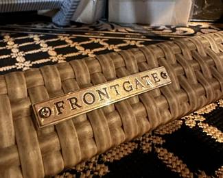 Frontgate Outdoor Wicker Arm Chairs and Side Table