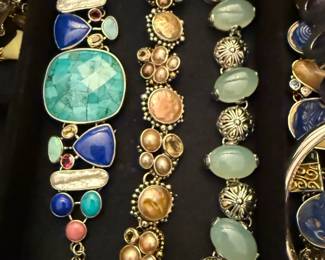 Whitney Kelly Multi Gemstone Sterling Silver Toggle Bracelet, Echo Of The Dreamer Pearl And Coin Pearl Bracelet