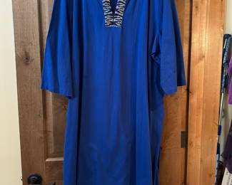 Quacker Factory Blue Lenin with Beaded Collar Maxi Dress - Size 3X