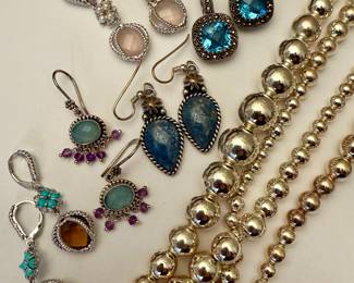 Anthony Nak Atelier Dangle Earrings, Doug Paulus Aquamarine & Amethyst Dangling Earrings, Carolyn Pollack Sterling Silver Blue Stone Dangle Earrings, Blue Topaz Earrings