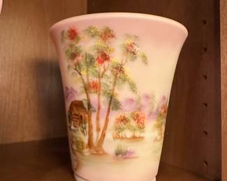 Fenton Art Glass Water Mill Vase - Hand Painted by Sue Jackson