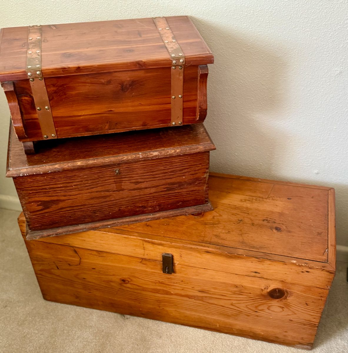 Vintage wooden trunk and chests