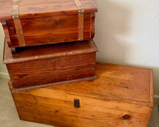 Vintage wooden trunk and chests