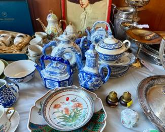 Many antique china pieces