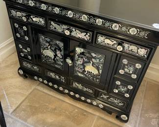 Korean black lacquer and mother of pearl cabinet