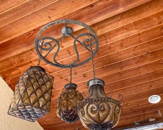 Exterior Spanish Style Light Sconces $50 each - Must have a licensed electrician to remove

Exterior Candle style spanish Sconces $75 each&nbsp;

Exterior Chandelier style large 3 globe light fixture $500
