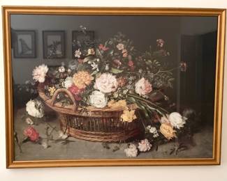 Framed 'Flowers in a Basket' Print by Jan Bruegel The Younger