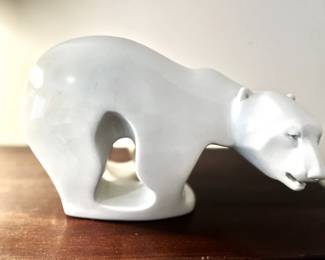 Vintage  C. Schultz 1980 Modernistic White Polar Bear Sculpture