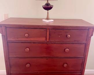 Antique 2 over 3 Drawer Hand Made Country Chest with Modified Chippendale Feet