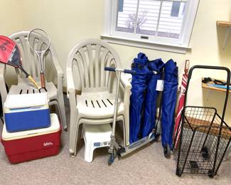 Tennis Rackets, Chairs, Coolers & Scooter 
