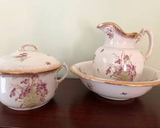 Antique Porcelain Wash Bowl, Pitcher & Chamber Pot
