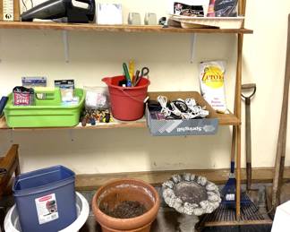 Flower Pots, Bird Bath, Tools & More