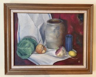 VIntage 1950's Oil on Canvas Still Life