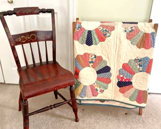 Antique Chair and Quilt