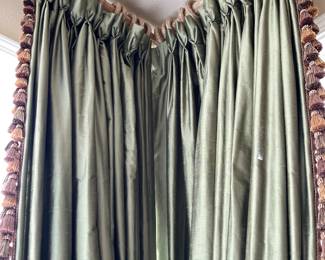 We have 8 panels of these green French silk drapes - they are 800 firm