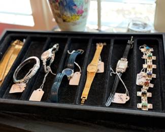 Watches and lovely jewelry items, Brighton, Pedre and Sterling bracelets.
