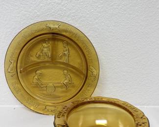 Vintage Margery Daw amber glass plate/bowl