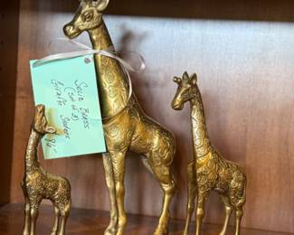 Solid brass Giraffe trio