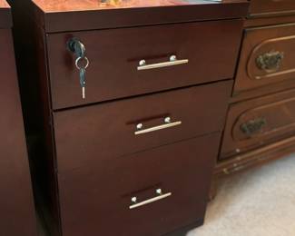 Locking wood filing cabinet