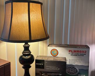 Matching lamps, stereo, speakers
