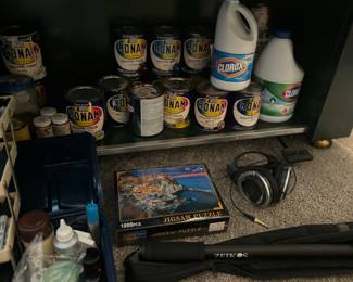 Zeikos tripod, Sony headphones, Ronan paint