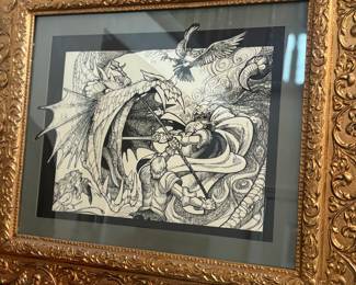 Beautifully framed hand drawn art