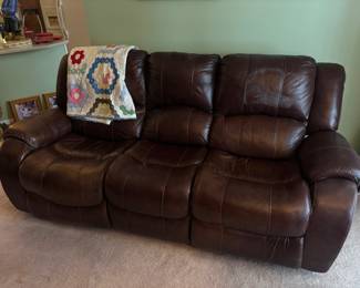 Leather electric reclining couch