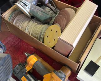 Orbital sander and disks, air nailers