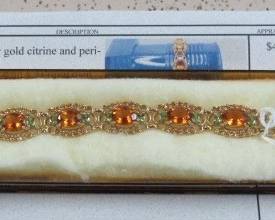 10K Gold, Citrine & Peridot Bracelet