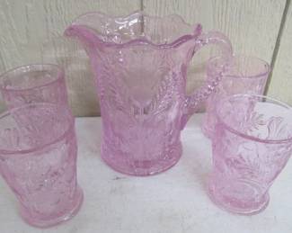 Pink Glass Water Set