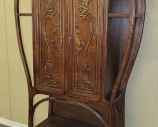 Unique Mahogany Cabinet w/Shelves Inside