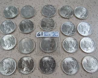 UNC. Peace Silver Dollars