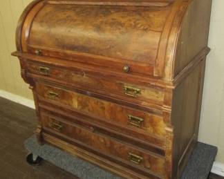 Walnut Cylinder Roll Desk